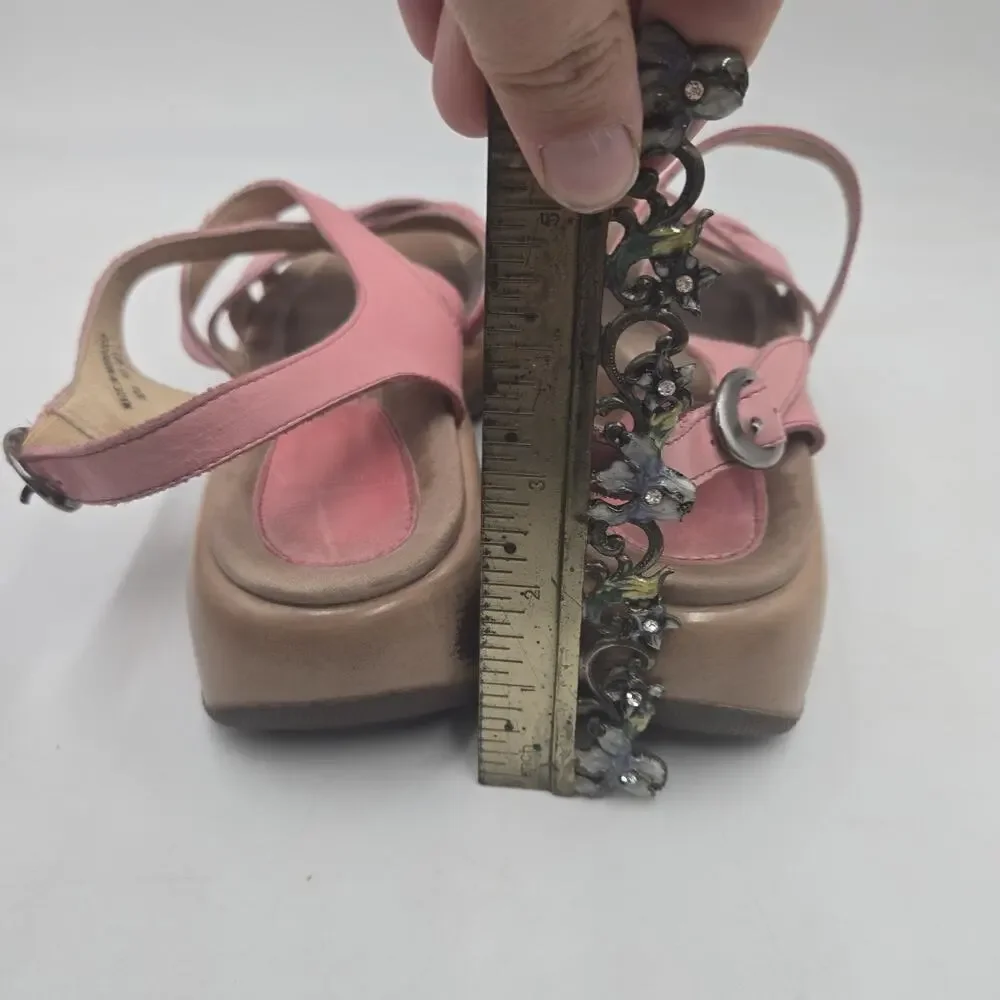 Dansko Y2K Pink Tan Leather Ankle Strap Strappy Sandal Women 9.5 EU 40 Shoe